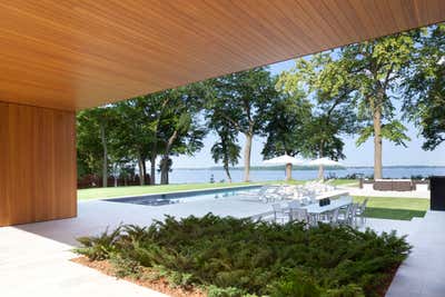 Modern Patio and Deck. Lake Minnetonka Retreat Home by Martha Dayton Design.
