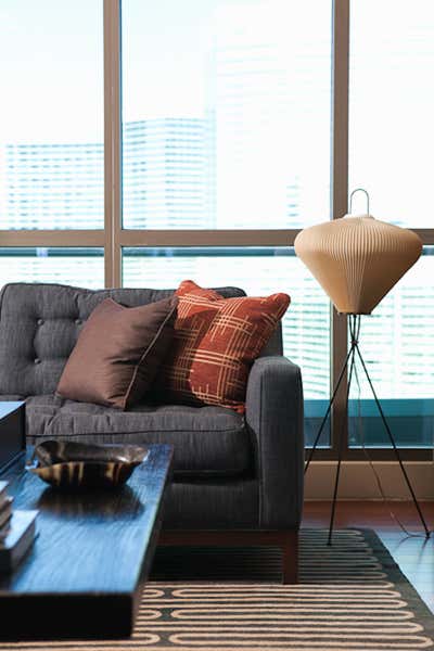  Mid-Century Modern Apartment Living Room. Panorama by Taylor Borsari Inc..