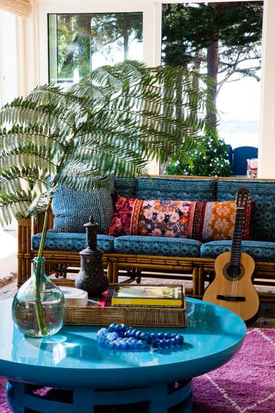  Bohemian Beach House Living Room. 60s Beach Pad by Dehn Bloom Design.