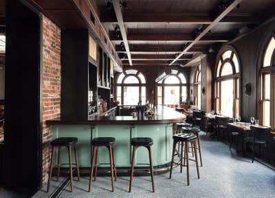 Transitional Restaurant Bar and Game Room. Wm. Mulherin's by Stokes Architecture.