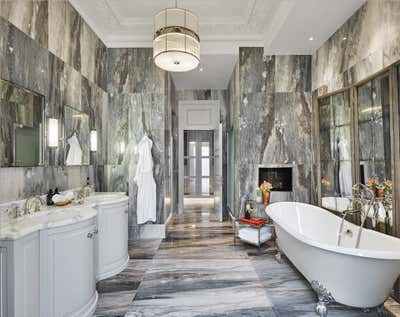  Maximalist Art Deco Family Home Bathroom. Preppy Chic - London Town House by Studio L London.