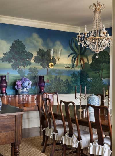  Country Country House Dining Room. Vista Del Porto by Betsy Shiverick Interiors, Ltd..