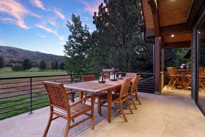 Country Vacation Home Patio and Deck. Aspen by Betsy Shiverick Interiors, Ltd..