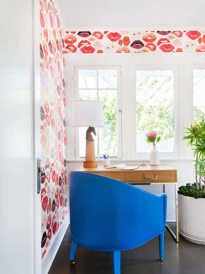  Contemporary Transitional Family Home Office and Study. Colorful California Bungalow by Stefani Stein.