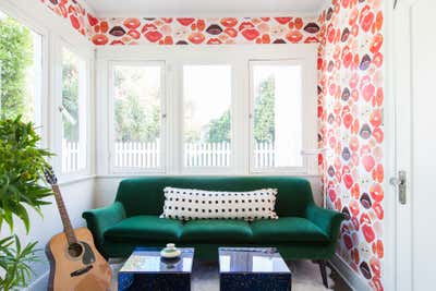  Contemporary Transitional Family Home Office and Study. Colorful California Bungalow by Stefani Stein.