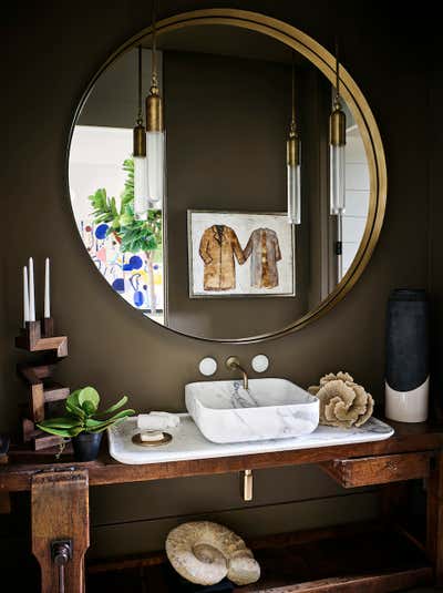 Contemporary Country House Bathroom. OAK RANCH by Hurley Hafen LLC.