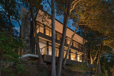  Contemporary Vacation Home Exterior. Vermont Lake House  by Charlotte Barnes Interior Design & Decoration.