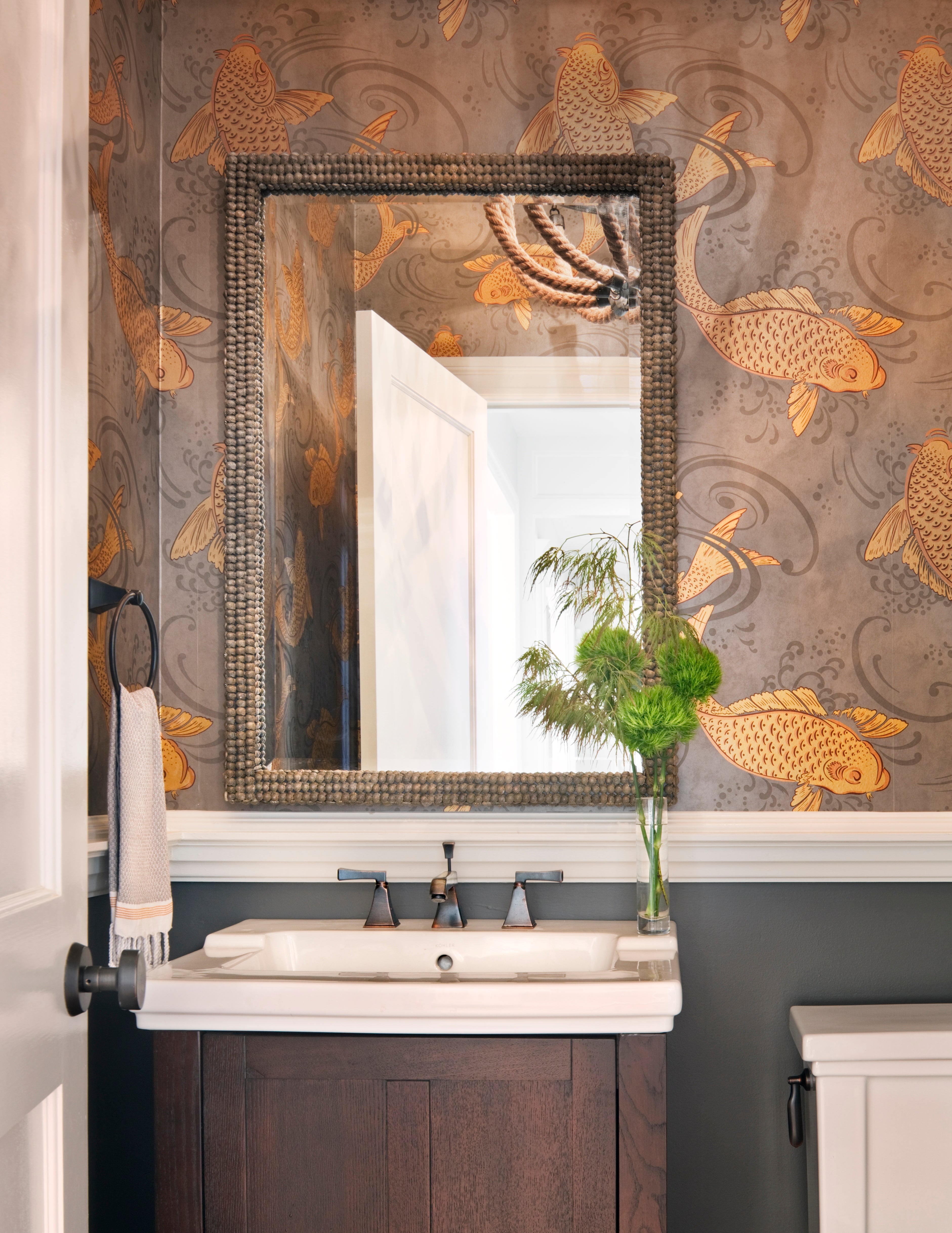 jewel box powder room by Kati Curtis Design on 1stdibs