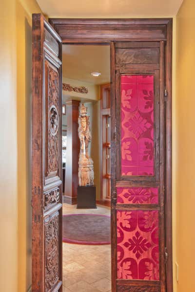  Eclectic Family Home Entry and Hall. SKILLMAN LANE by Susan E. Brown Interior Design.
