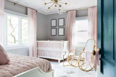  Regency Family Home Children's Room. Pretty in pink girl Nursery by Think Chic Interiors.