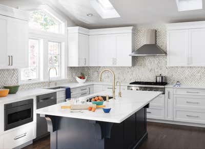 Transitional Family Home Kitchen. A not so white kitchen by Think Chic Interiors.