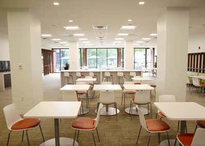 Modern Office Dining Room. Celgene Cafe by Rosen Kelly Conway Architecture & Design.