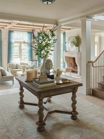  French Transitional Beach House Entry and Hall. Sagaponack by Josh Greene Design.