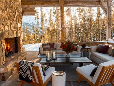  Eclectic Rustic Vacation Home Patio and Deck. Ski Chalet by Kylee Shintaffer Design.