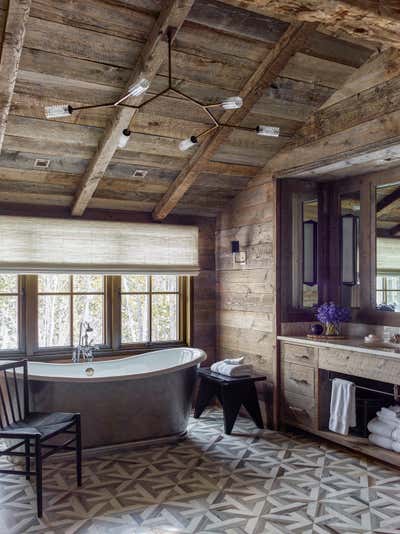  Eclectic Vacation Home Bathroom. Ski Chalet by Kylee Shintaffer Design.