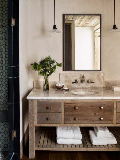  Eclectic Vacation Home Bathroom. Ski Chalet by Kylee Shintaffer Design.