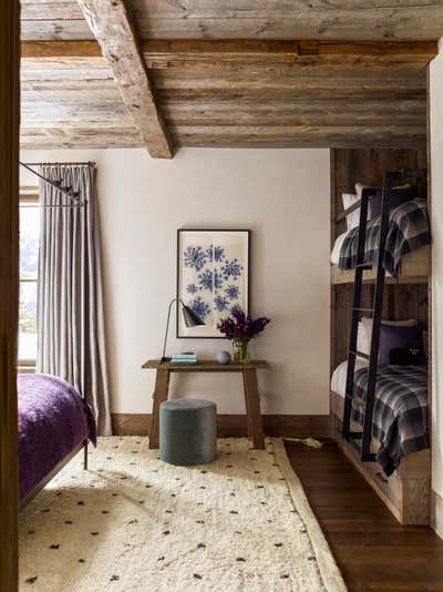  Eclectic Rustic Vacation Home Bedroom. Ski Chalet by Kylee Shintaffer Design.