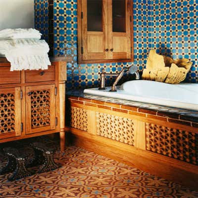  Mediterranean Country House Bathroom. HUNTING LODGE  by Sara Bengur Interiors.