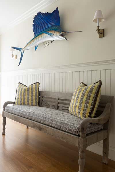  Coastal Eclectic Beach House Entry and Hall. Ocean front beach house  by Charlotte Barnes Interior Design & Decoration.
