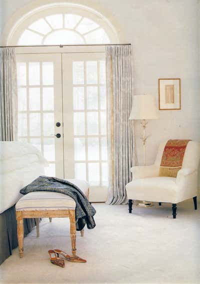 Eclectic Country House Bedroom. Country Colonial by Charlotte Barnes Interior Design & Decoration.