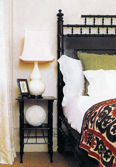 Eclectic Country House Bedroom. Country Colonial by Charlotte Barnes Interior Design & Decoration.