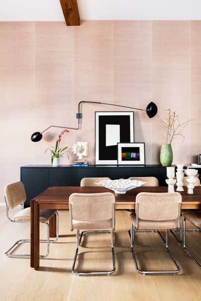  Mid-Century Modern Apartment Dining Room. Dumbo Loft I by Bella Mancini Design.