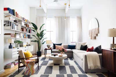  Mid-Century Modern Apartment Living Room. Dumbo Loft II by Bella Mancini Design.