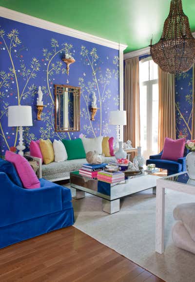 Traditional Family Home Living Room. Chinoiserie Library  by Parker Kennedy Living.