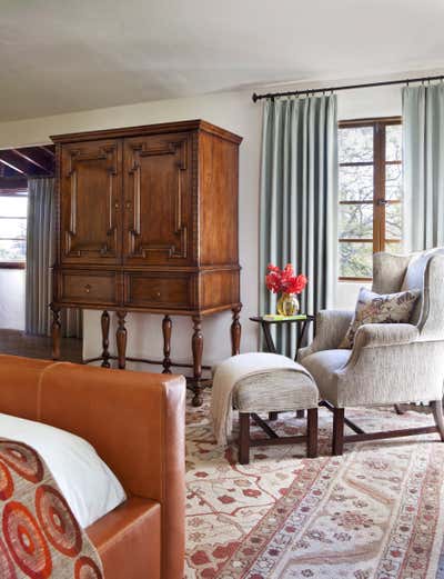  English Country Family Home Bedroom. Hollywood Hills Spanish by Jonathan Winslow Design.
