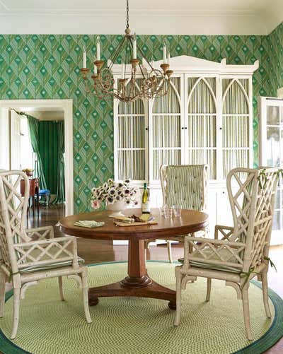  Hollywood Regency British Colonial Vacation Home Dining Room. Florida Resort House by Brockschmidt & Coleman LLC.