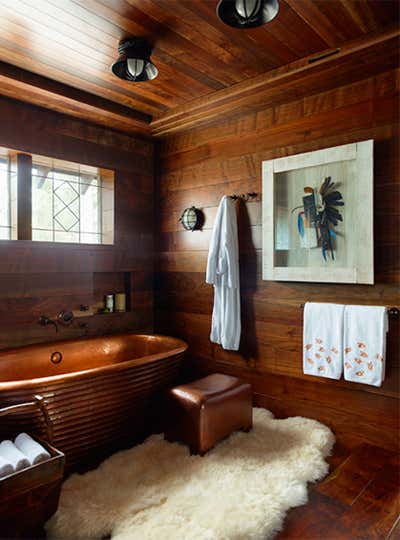  Cottage Vacation Home Bathroom. Fishing Cabin by Juan Montoya Design.