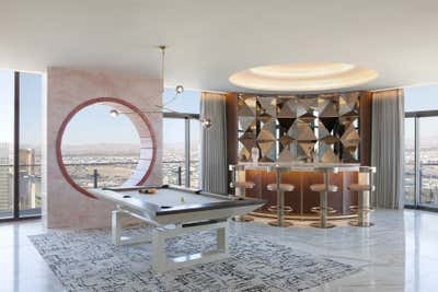  Transitional Hotel Bar and Game Room. Cosmopolitan of Las Vegas - Boulevard Penthouses by Daun Curry Design Studio.