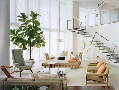  Mid-Century Modern Beach House Living Room. Santa Maria Residence by Joe Serrins Architecture Studio.