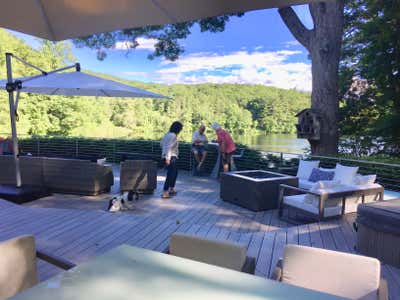 Modern Vacation Home Patio and Deck. Hudson Valley Lakehouse Deck by M. Studio Gallery Fine & Applied Arts LLC.