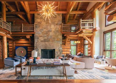  Contemporary Country House Living Room. Upstate Ski House  by Lewis Birks LLC.