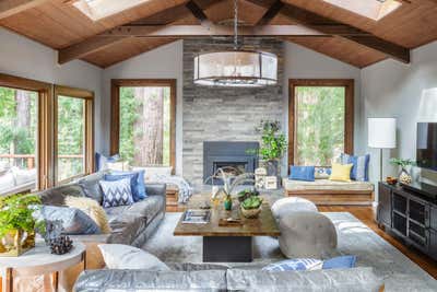  Transitional Family Home Living Room. Mill Valley In The Trees by Suzanne Childress Design.