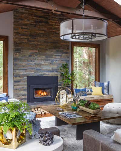  Transitional Family Home Living Room. Mill Valley In The Trees by Suzanne Childress Design.