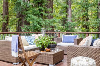  Transitional Family Home Patio and Deck. Mill Valley In The Trees by Suzanne Childress Design.