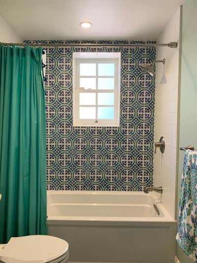  Coastal Family Home Bathroom. Artist's Residence  by Lisa Queen Design.