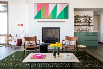  Bohemian Mid-Century Modern Vacation Home Living Room. PARK CITY by Redmond Aldrich Design.