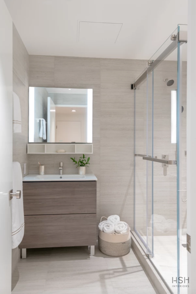  Contemporary Apartment Bathroom. City Condo in the Sky by HSH Interiors.
