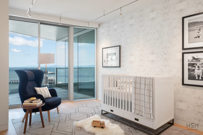  Mid-Century Modern Scandinavian Apartment Children's Room. City Condo in the Sky by HSH Interiors.