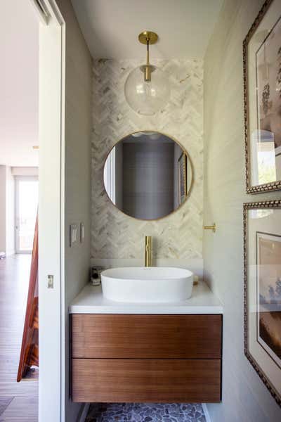  Modern Family Home Bathroom. Mid-Century Beach Bliss  by Lisa Queen Design.