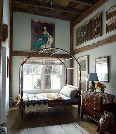Country Country House Bedroom. Woodstock Barn by Huniford Design Studio.