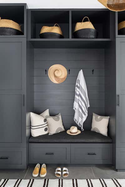 Beach Style Storage Room and Closet. Hamptons Family Getaway by Chango & Co..