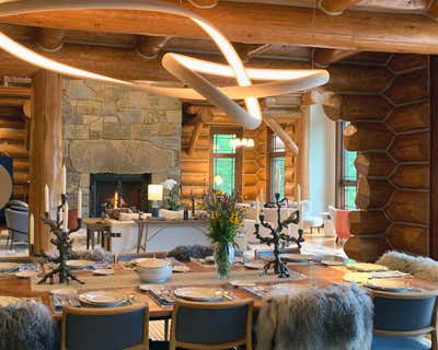  Contemporary Country House Dining Room. Upstate Ski House  by Lewis Birks LLC.