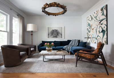  Transitional Family Home Living Room. Hyde Park Bungalow by Cravotta Interiors.