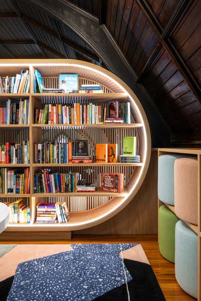  Modern Government/Institutional	 Office and Study. The Children's Library at Concourse House by MKCA // Michael K Chen Architecture.
