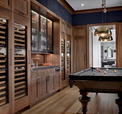  Eclectic Family Home Bar and Game Room. Chicago Renovation by Sasha Adler Design.