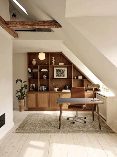  Scandinavian Mid-Century Modern Family Home Office and Study. Lake Townhouse by Pernille Lind Studio.